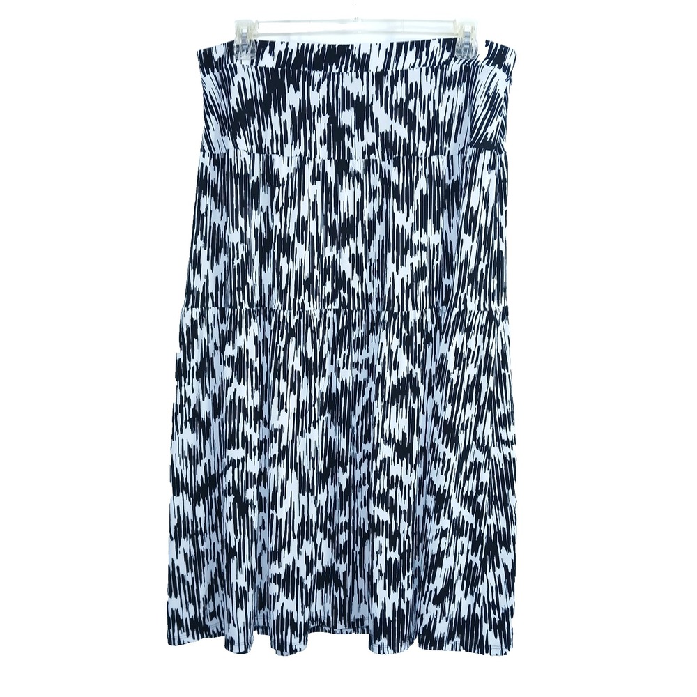 Simply Vera Wang Women Tiered Maxi Skirt XXL Black White Bohemian Boho Long